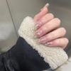 Wearing handmade nails with sparkling stars and small diamonds, light luxury and detachable fake nail beauty patches (Size : L) view 1