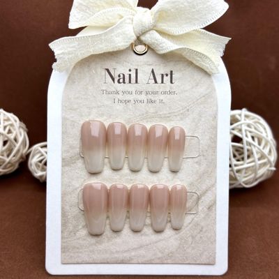 Fairy Nude Color Gradient Phototherapy Nail Enhancement Film Minimalist Elegance Wearing Armor High end niche 10pcs (Size : L)