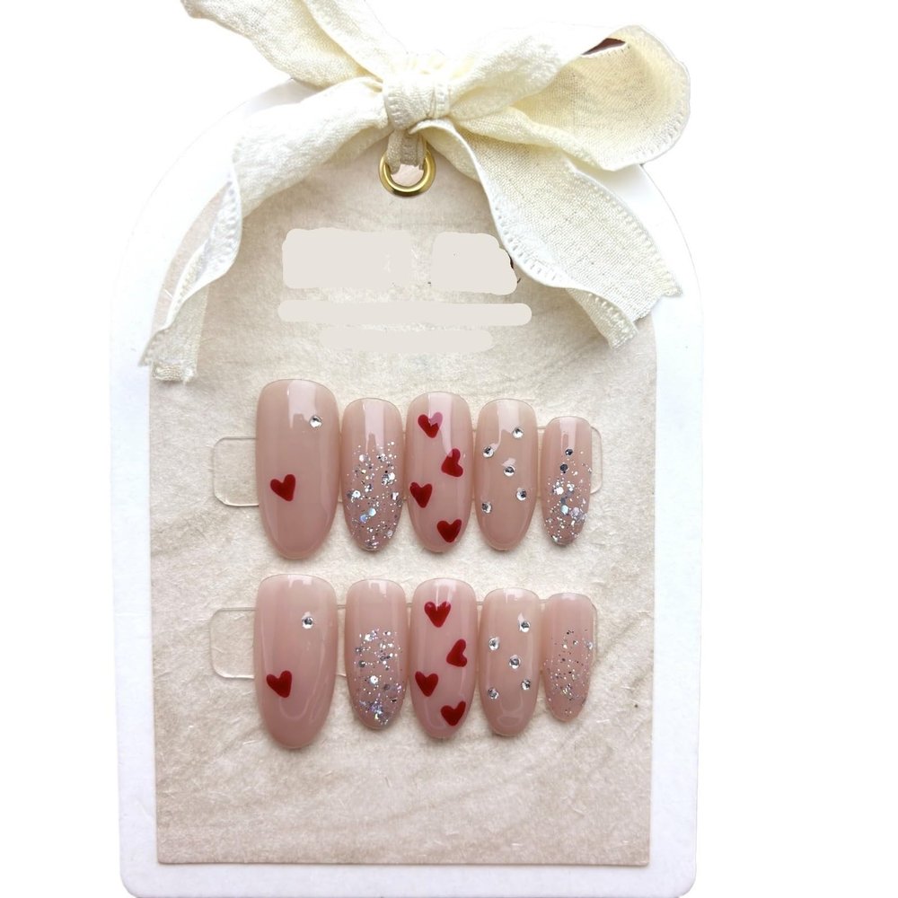 ZIIVIEVS Handmade Nail Wearing, New Colorful Love, Long Style, Elegant Appearance, White Beauty, Detachable False Nails 10pcs (Size : S)