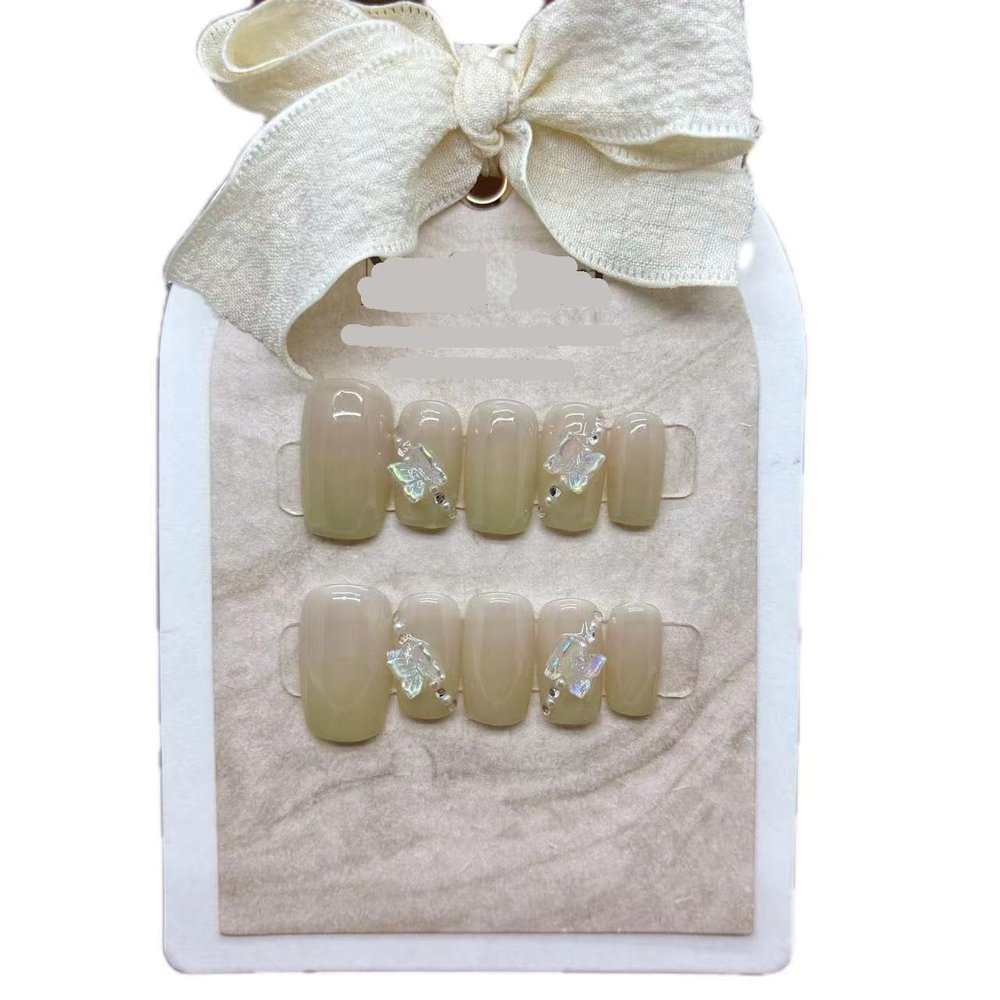 ZIIVIEVS Handmade Nail Wearing False Nail Set with Gradual Bow Knot, Small and Fresh Whitening, Detachable Nail Patch (Size : XS)
