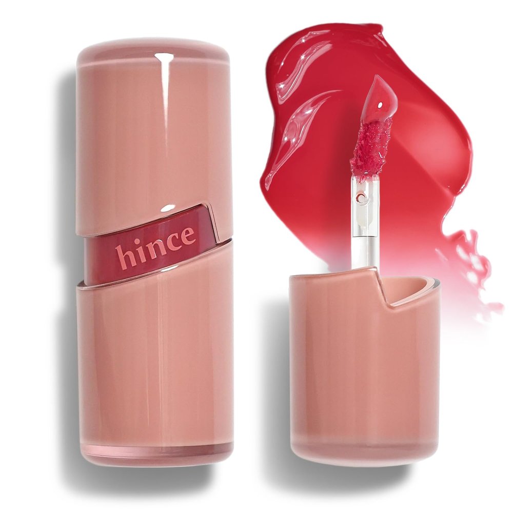 HINCE Raw Glow Lip Tint - Stain Glazed, Glossy Dewy Lip Gloss, Non Sticky & Long Wearing for Natural Glass Glow, Hydrating, Moisturizing Liquid Lipstick, Vegan, 0.13 fl.oz. (FEVER, 04)