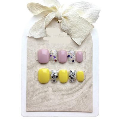 ZIIVIEVS Handmade Wearing Armor Color Block Fragmented Diamond Short and Medium Removable Nail Patch 10pcs (Size : S)