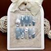 ZIIVIEVS Christmas nail art handcrafted wearing armor, blue snowman fresh and cute, detachable phototherapy nail patch 10pcs (Size : S) view 2
