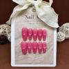 ZIIVIEVS Hand worn nail patches, rose red heart long ladder, gradient detachable nail patches, fake nails, 10pcs (Size : L) view 2
