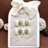 ZIIVIEVS Handmade nail patch with milk white champagne sparkling short square and circular detachable fake nail patch 10pcs (Size : L) view 2