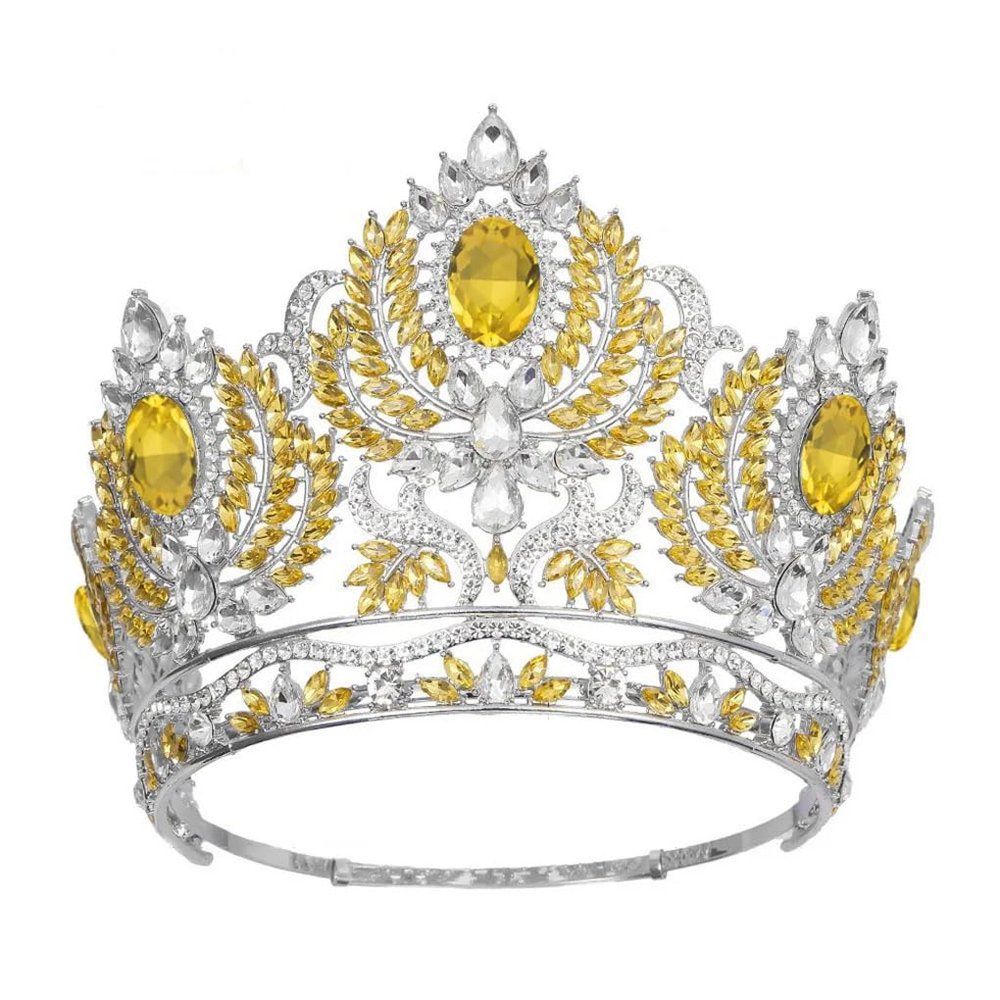 NinthAvenue Basics Rhinestone Wedding Crowns Queen Crown Tiaras For Women Costume Party Birthday Headband Hair Accessories, gold