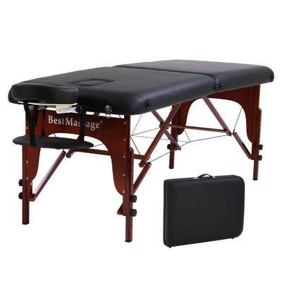 PayLessHere Massage Bed Portable Massage Table 77" L 28" W 2" THK Lash Bed 2 Folding Height Adjustable PU Leather Spa Table with Oxford Bag for Spa Footmassage Facial CareSpa Tattoo