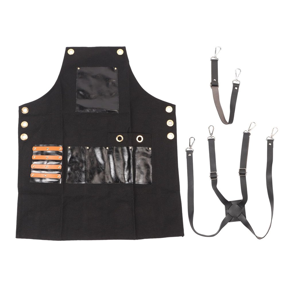 Barber Apron, Hair Stylist Apron with Multiple Pockets and Adjustable Neck Strap Hair Stylist Apron, Waterproof Hair Cutting Apron for Men and Women, Hairdresser, Beautician Salon Apron