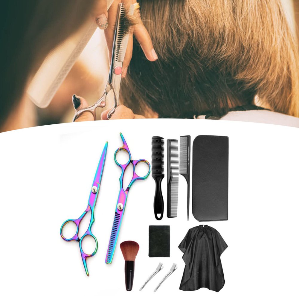 11 PCS Hair Cutting Scissors Kits, Hair Clippers and Bangs for Hairdressers Thinning Hairdressing Tools Set, Profesional Barber Supplies Trimming Scissors for Men Women for Barber Shop Salon Home