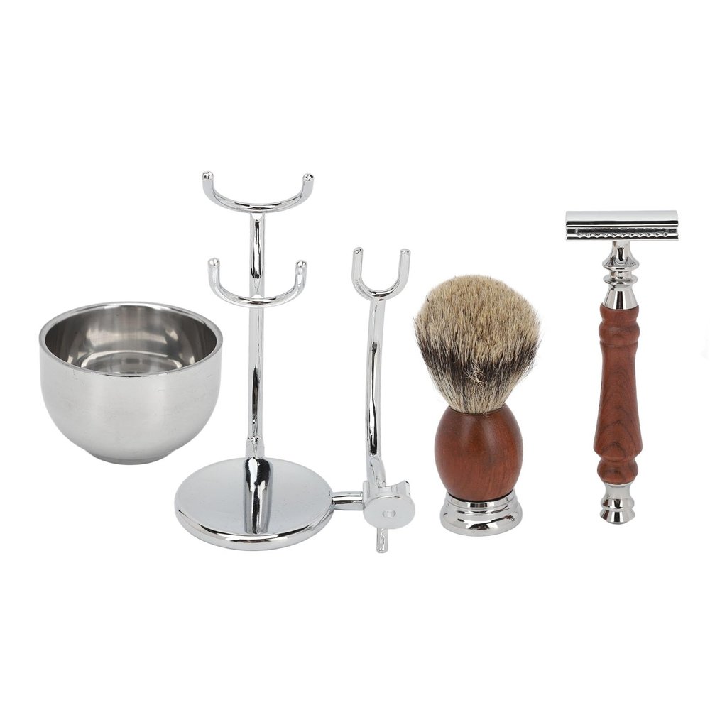 4 in 1 Men's Shaving Set, Shaving Brush and Bowl Shaving Brush Set, Men's Old Fashioned Razors Set Beard Care Set, Beard Brush Beard Trimmer Trimming Soap Bowl Beard Trimmer Stand