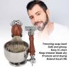 4 in 1 Men's Shaving Set, Shaving Brush and Bowl Shaving Brush Set, Men's Old Fashioned Razors Set Beard Care Set, Beard Brush Beard Trimmer Trimming Soap Bowl Beard Trimmer Stand view 2