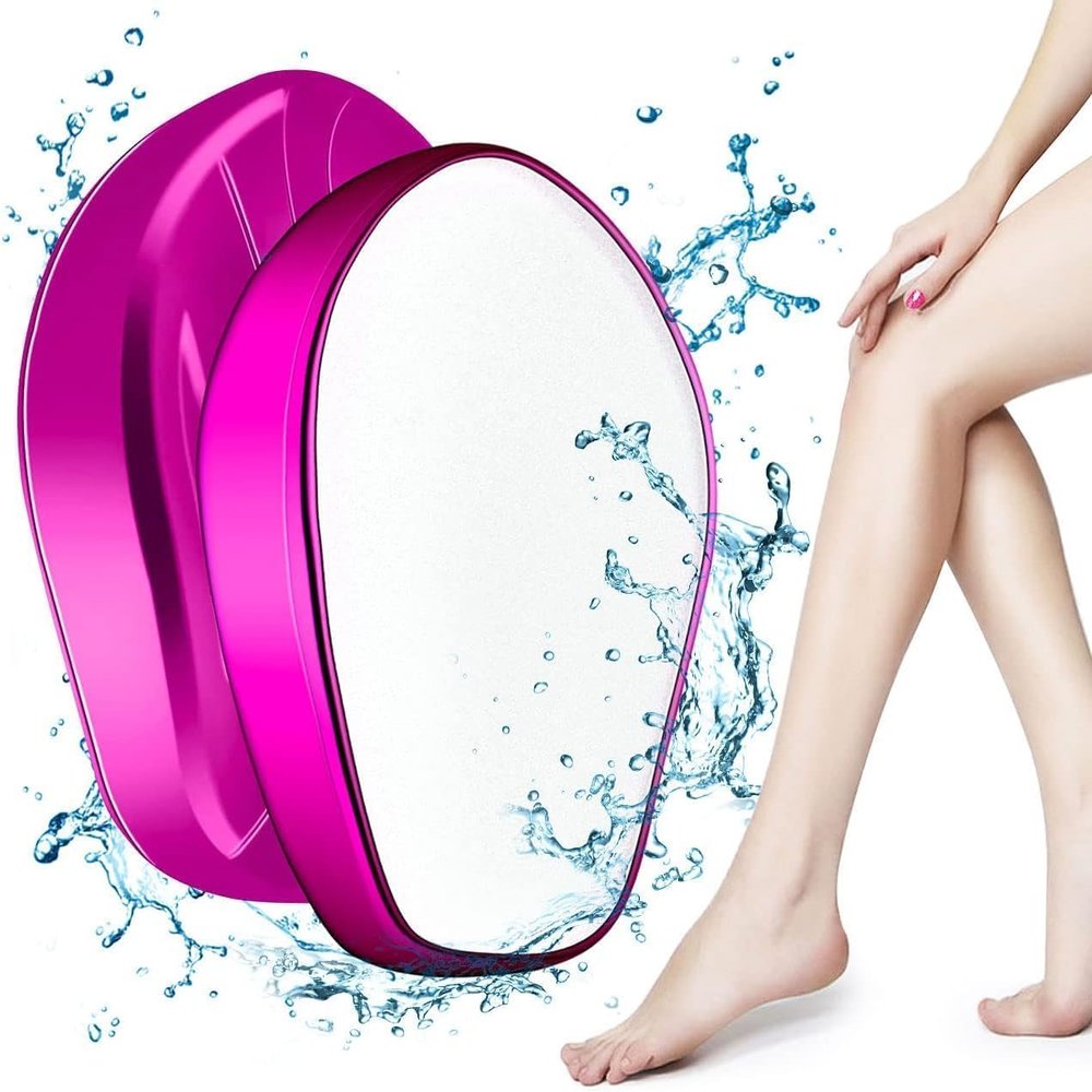 Hoelg Crystal Hair Eraser for Women and Men, Reusable Hair Removal Device, Painless Exfoliation Hair Removal Tool for Back Arms Legs(Rose)