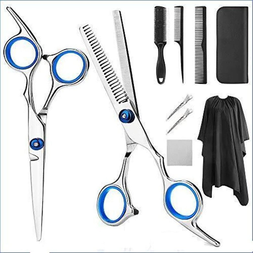 10 PCS Hair Cutting Scissors Kits, Hairdressing Haircutting Bangs Thinning Hairdressing Tools Set, Profesional Barber Supplies Trimming Scissors for Men Women for Barber Shop Salon Home