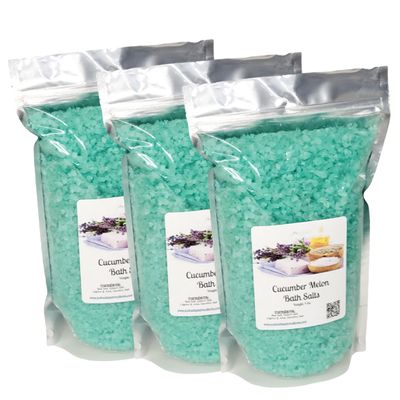 Bath Salts | (3) 4lb Bags (192 oz.) | Cucumber Melon Scent | Epsom Salt | Sea Salt | Bathing | Body Care | Beauty | Relaxation | Spa | Pedicure | Manicure