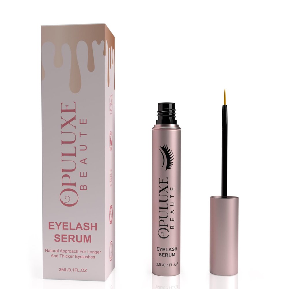 OPULUXE BEAUTE Eyelash Growth Serum, Vegan & Organic Formula, Promotes Thicker Lashes, Rose Gold