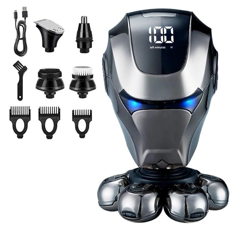 EKHOU Head Shavers for Bald Men, 7D Head Shavers for Bald Men, Anti-Pinch Electric Razor for Men, 5-in-1 Grooming Kit with Nose Hair Trimmer, Beard Trimmer
