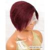oulaer Short Pixie Cut Bob Wig Yaki Ombre 1b/99j Color Kinky Straight Human Hair Wig 13x6 HD Transparent Lace Front Wig Side Part Invisible Lace Glueless Wigs 150% Density Remy Hair 8inch view 2