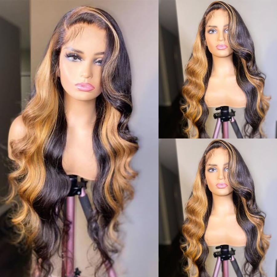 13X4 Human Hair Lace Front Wigs Pre Plucked for Women Ombre 13X4 HD Transparent Lace Frontal Wigs Human Hair Glueless Body Wave Wigs Human Hair (13x4 lace front wig, 12 inch)