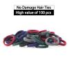100 Pack No Damage Solid Hair Ties For Women Thick Hair,Soft Seamless Colorful Ponytail Holders for Girls,Elastic Hair Bands (Mix Dark) view 2