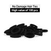 100 Pack No Damage Solid Hair Ties For Women Thick Hair,Soft Seamless Colorful Ponytail Holders for Girls,Elastic Hair Bands (Black) view 2
