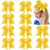 10 PCS 8" Large Glitter Cheer Bows Shiny Girl Hair Bows Ponytail Holder Sparkly Yellow Cheerleading Softball Team Hair Accessories view 1