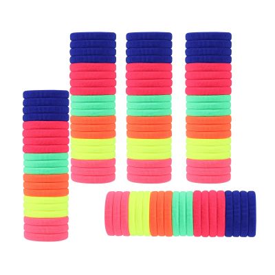 100 Pack No Damage Solid Hair Ties For Women Thick Hair,Soft Seamless Colorful Ponytail Holders for Girls,Elastic Hair Bands (Mix Bright)