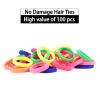 100 Pack No Damage Solid Hair Ties For Women Thick Hair,Soft Seamless Colorful Ponytail Holders for Girls,Elastic Hair Bands (Mix Bright) view 2