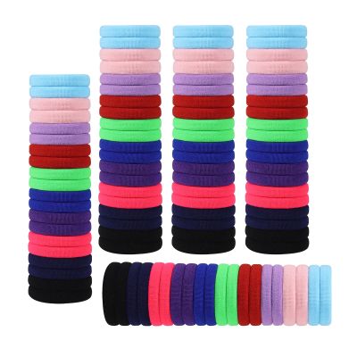 100 Pack No Damage Solid Hair Ties For Women Thick Hair,Soft Seamless Colorful Ponytail Holders for Girls,Elastic Hair Bands (Mix Color)