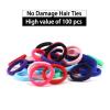 100 Pack No Damage Solid Hair Ties For Women Thick Hair,Soft Seamless Colorful Ponytail Holders for Girls,Elastic Hair Bands (Mix Color) view 2