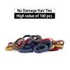 100 Pack No Damage Solid Hair Ties For Women Thick Hair,Soft Seamless Colorful Ponytail Holders for Girls,Elastic Hair Bands (Mix Light) view 2