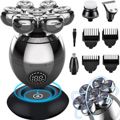 EKHOU Head Shavers for Bald Men, 5 in 1 Electric Shaver 7D Floating Cutter Head Base Charging Portable Men Beard Trimmer Clipper Skull Shaver Waterproof Shaving