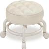KELAICAIONE 360 Rotating Low Stool,Rolling Pulley Low Stool with Wheels,Shoe Changing Makeup Cleaning with Wheels,Pedicure,Massage SPA and Home (White) view 1