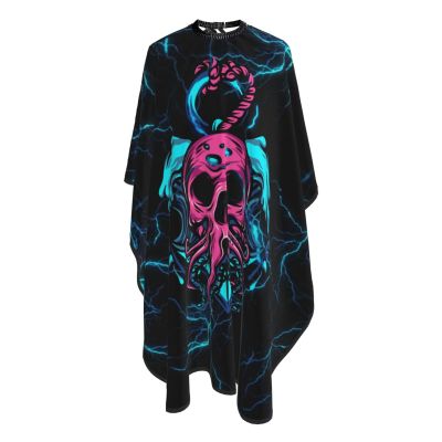 YSYZSDS Skull Graphic Salon Barber Cape - Professional Hair Cutting Cape With Adjustable Snap Closure-Haircut Apron 55''X66'', Black-f