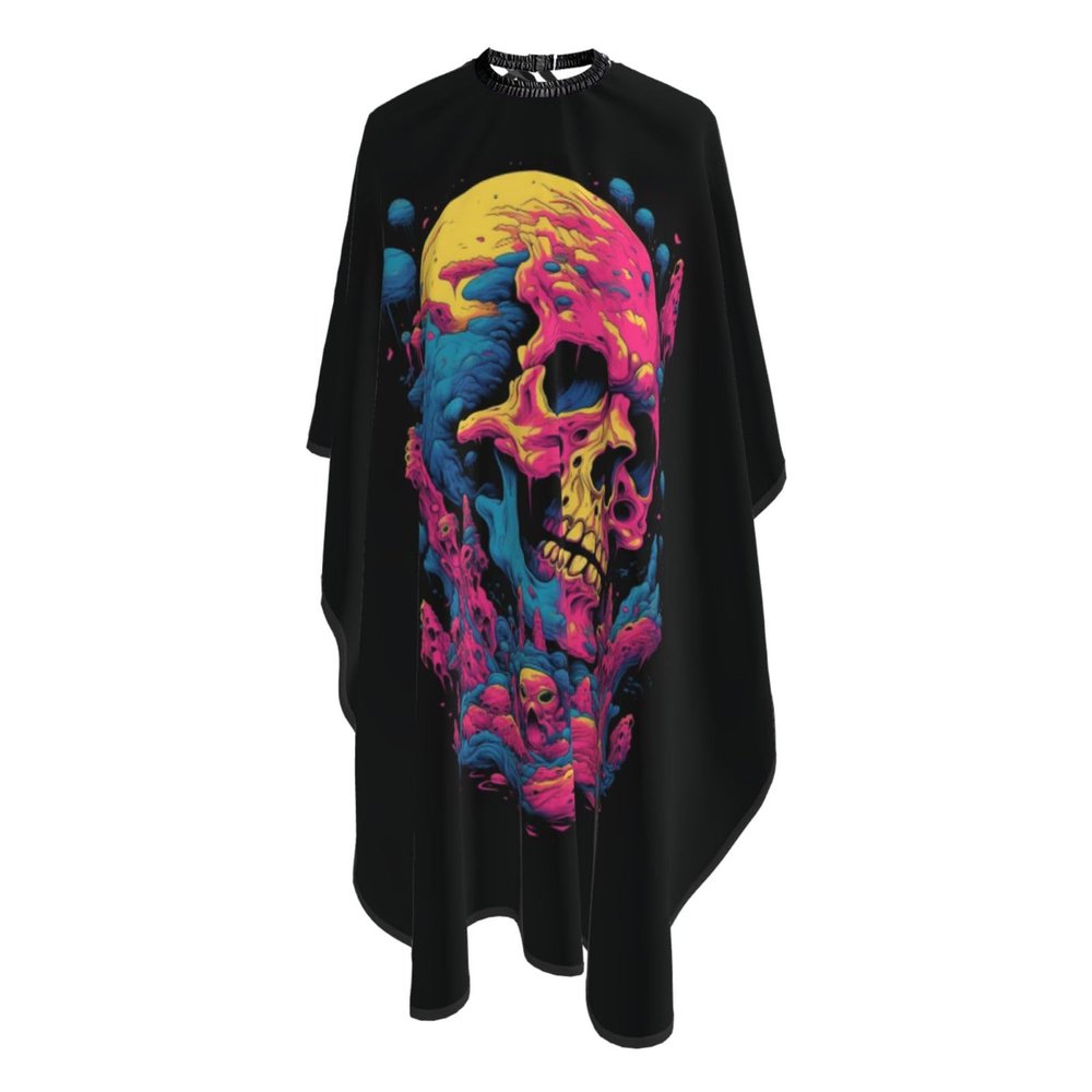 YSYZSDS Skull Graphic Salon Barber Cape - Professional Hairdressing Waterproof Hair Cutting Cape With Adjustable Snap Closure-Haircut Apron For Hair Stylist And Home Use-55''X66'', Black-i