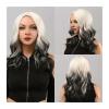 YUXING1205 Human Hair Wig Daily Wear Suitable for Fashionable Women Synthetic Long Curly Blonde Gradient Black Hair Wig Middle Part Heat Resistant Wigs (Color : H25-1) view 2