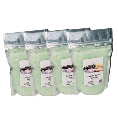 Bath Salts | 1lb Bag (16 oz.) | Cucumber Scent | Epsom Salt | Sea Salt | Bathing | Body Care | Beauty | Relaxation | Spa | Pedicure | Manicure ((4) 1lb Bags)