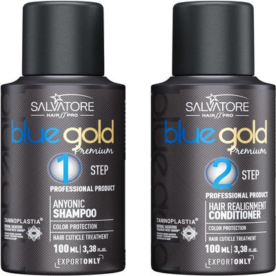 Salvatore Premium Blue Gold Premium 2x100ML Pack - Hair Straightening, Black/White