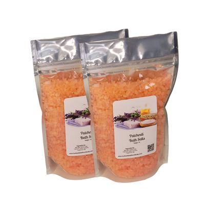 Bath Salts | 1lb Bag (16 oz.) | Patchouli Scent | Epsom Salt | Sea Salt | Bathing | Body Care | Beauty | Relaxation | Spa | Pedicure | Manicure ((2) 1lb Bags)