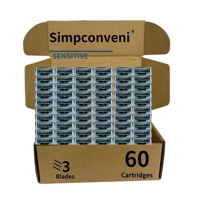 Limited time offer promotionALL-DAY SMOOTH: razor blades refills for men- compatible with mach 3 belonging to Simpconveni- Sensitive Skin Friendly, Non-Slip Design, 60 counts