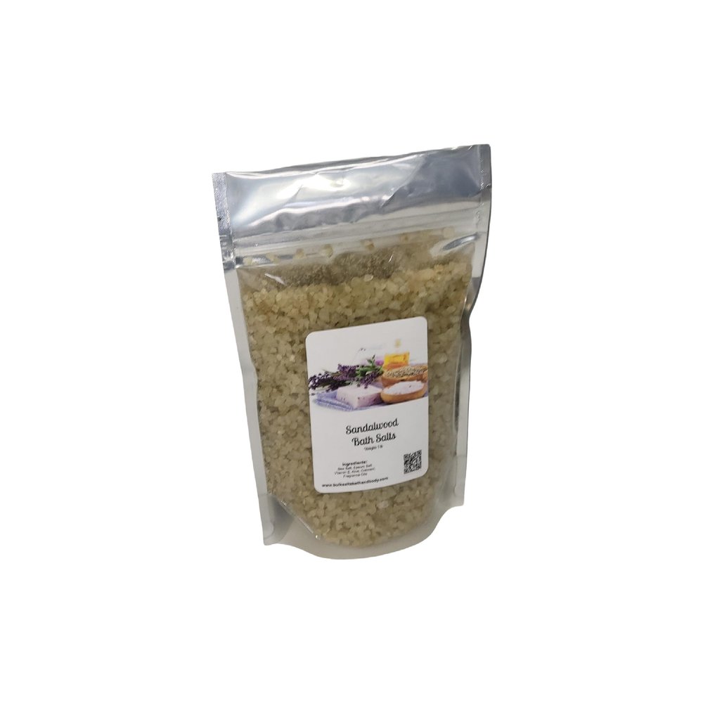 Bath Salts | 1lb Bag (16 oz.) | Sandalwood Scent | Epsom Salt | Sea Salt | Bathing | Body Care | Beauty | Relaxation | Spa | Pedicure | Manicure ((1) 1lb Bag)