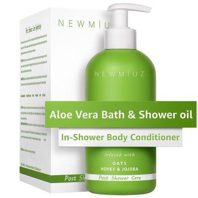 New Miuz Aloe Vera In Shower Body Conditioner Natural Post Shower Care Moisturizer for Body Legs Soothing Bath Oil Honey Oats Jojoba Self Care Spa Gift