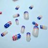 French Tip Press on Nails Square American Independence Day Fake Nails Glossy Medium Nails Red Blue White Stripes Star Flag Designs Glue on Nails Acrylic False Nails for Women DIY 4th of July - 24PCS view 2