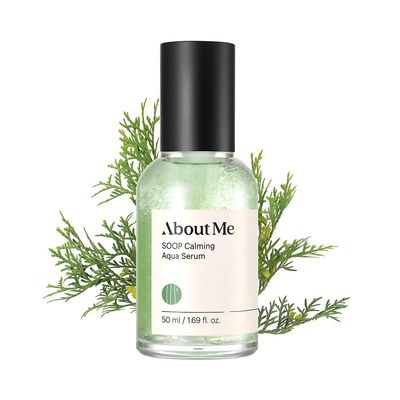 ABOUT ME Soop Calming Aqua Serum - Vegan Soothing and Hydrating Facial Serum with Cypress Water, Centella Asiatica, and Tea Tree Leaf Extract for Dry, Sensitive Skin (50ml/1.69oz)