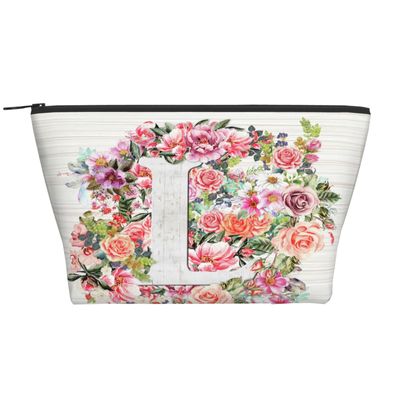 Xsovgoi Letter L Flower Graphic Travel Makeup Bag Organizer, Cosmetic Bags, Multi Purpose Pouch Bag
