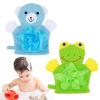 2 Pcs Kids Shower Loofah Cute Animal Kid Bath Gloves Loofah Body Scrubber for Showers Kids Sponges Exfoliating Bath Mitt Shower Washing Gloves for Baby Gentle Soft and Easy to Lather (Bear Frog) view 1
