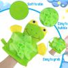 2 Pcs Kids Shower Loofah Cute Animal Kid Bath Gloves Loofah Body Scrubber for Showers Kids Sponges Exfoliating Bath Mitt Shower Washing Gloves for Baby Gentle Soft and Easy to Lather (Bear Frog) view 3