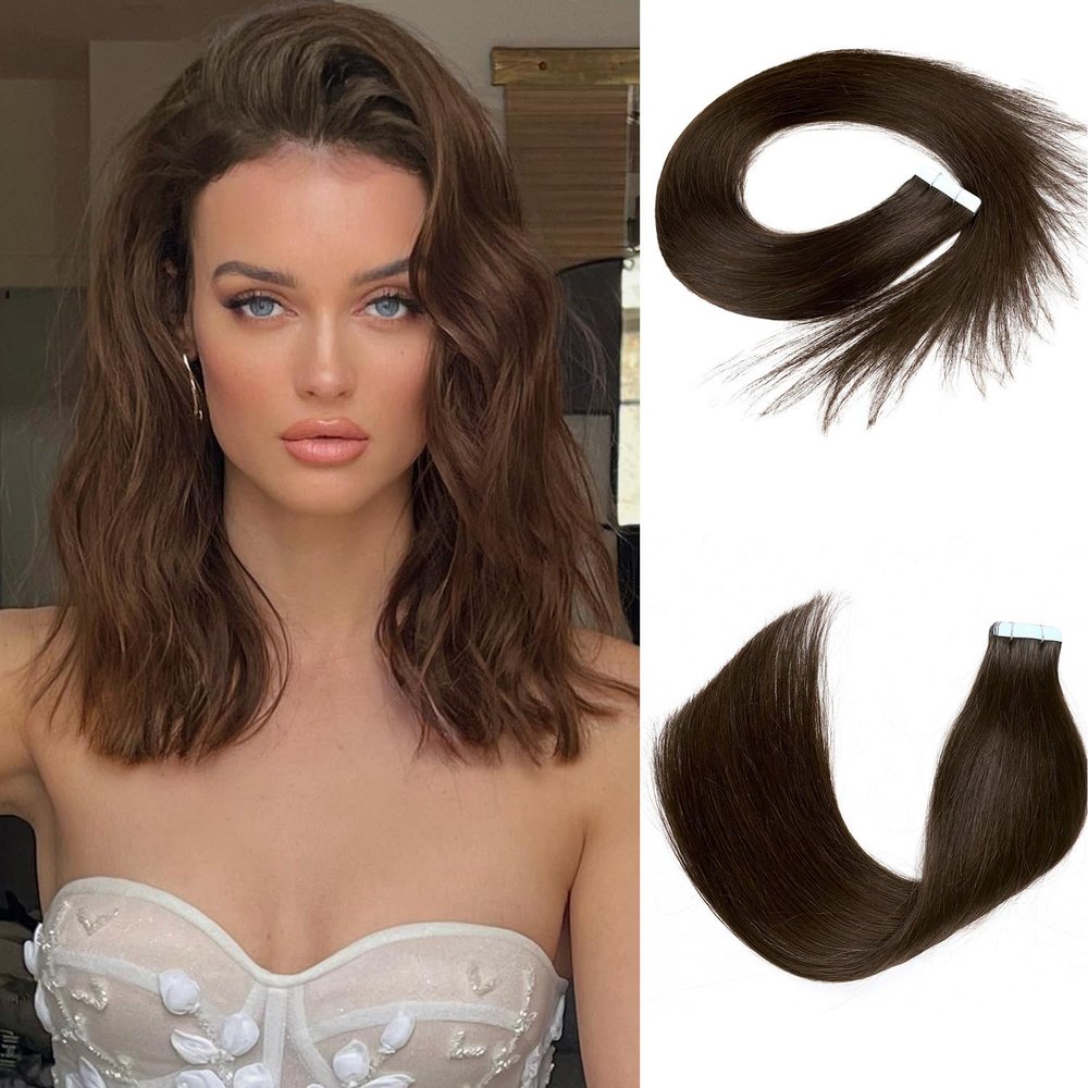 Quantum Love Tape in Hair Extensions Human Hair 14 Inches Hair Extensions Real Human Hair 20pcs Invisible Seamless Skin Weft Tape in Hair Extension for Women2#