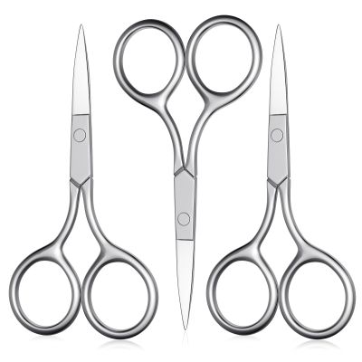 Eyebrow Scissors, Small Scissors for Hair, Eyebrows, Nose Hair, Beard, Eyelashes, Cuticle. Stainless Steel Fine Straight Tip Nose Hair Scissors -ASONTAO (3Pcs Eyebrow Scissors)