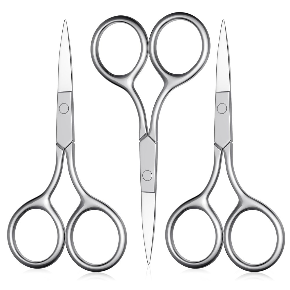Eyebrow Scissors, Small Scissors for Hair, Eyebrows, Nose Hair, Beard, Eyelashes, Cuticle. Stainless Steel Fine Straight Tip Nose Hair Scissors -ASONTAO (3Pcs Eyebrow Scissors)