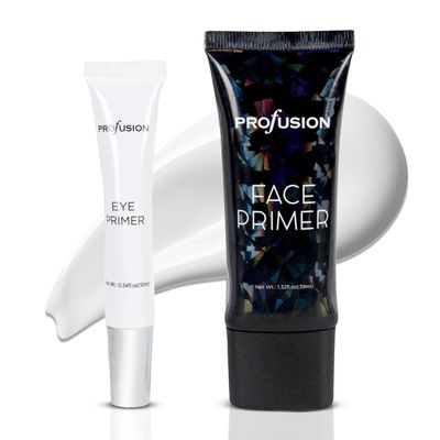 Profusion Cosmetics Prime To Prep 2PC Eye and Face Primer Set - Oil Control, Pore Minimizing, Crease-Resistant Formula for Smooth Matte Finish & Flawless Looks